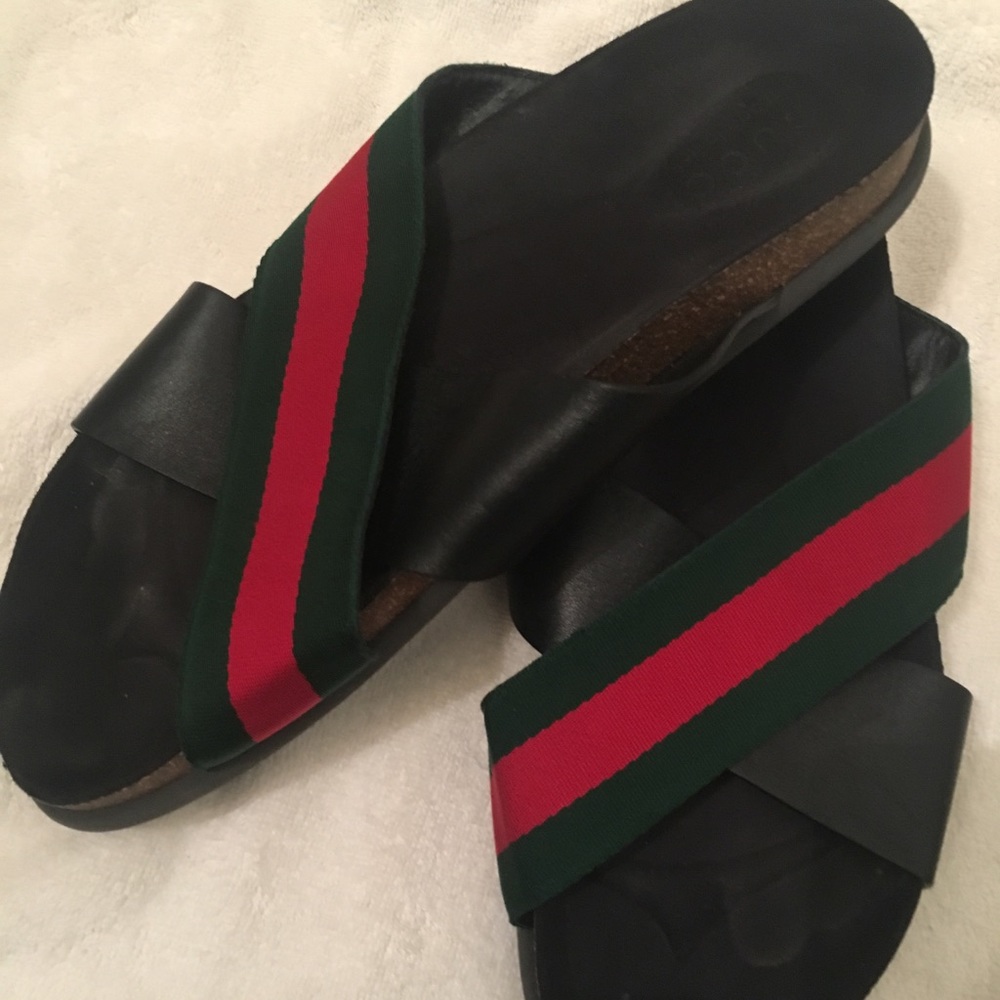 Gucci Men's Cross over Slides Flip Flops Sandals